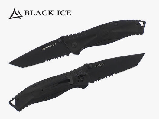 BLACK ICE Einhandmesser One, Griff Aluminium, Stahl 440 (P18)