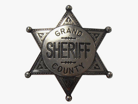 Sheriff Stern mit Kugelspitzen Grand Sheriff County Metall MaĂźe 6,9 cm Antik Finish