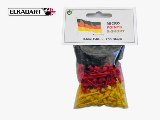 Elkadart Spitzen Soft Tips Deutschland Mix Short 6 mm LĂ¤nge 20 mm 2Ba-Gewinde 250 StĂĽck