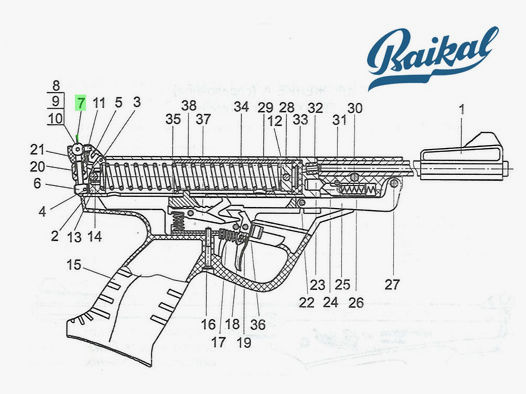 Kimmenblatt fĂĽr Baikal Luftpistole Modell 53 M, Ersatzteil