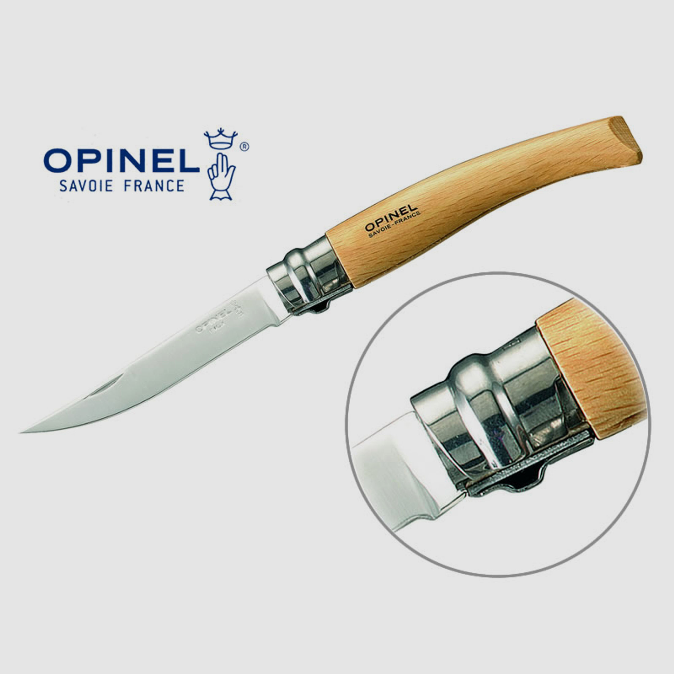 Taschenmesser Opinel Slim Line No8 Buche Stahl 12C27 KlingenlĂ¤nge 8,0 cm Griff Holz