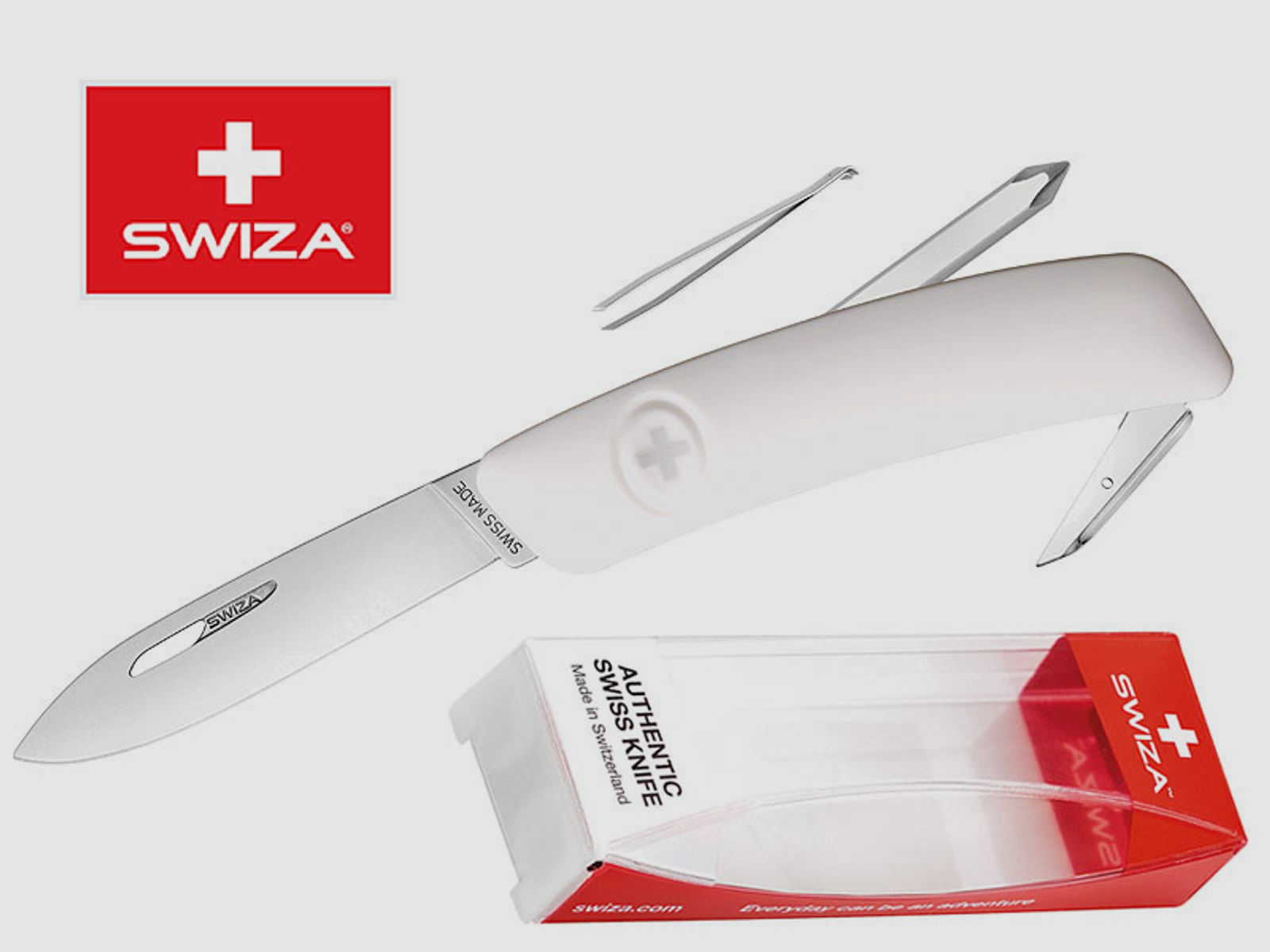 SWIZA Schweizer Messer D02, weiss, Edelstahl 440, 6 Funktionen, Schraubendreher, Multi-Tool