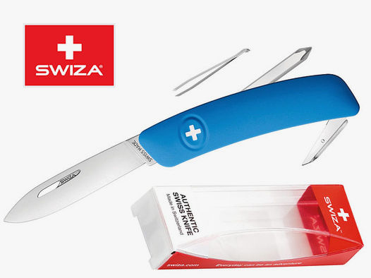 SWIZA Schweizer Messer D02, blau, Edelstahl 440, 6 Funktionen, Schraubendreher, Multi-Tool