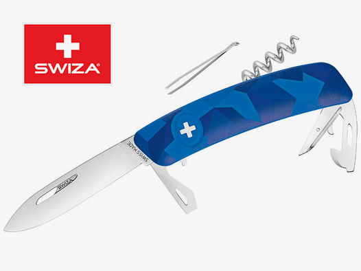 SWIZA Schweizer Messer FILIX D03 CAMO URBAN BLUE, Edelstahl 440, 11 Funktionen, Korkenzieher
