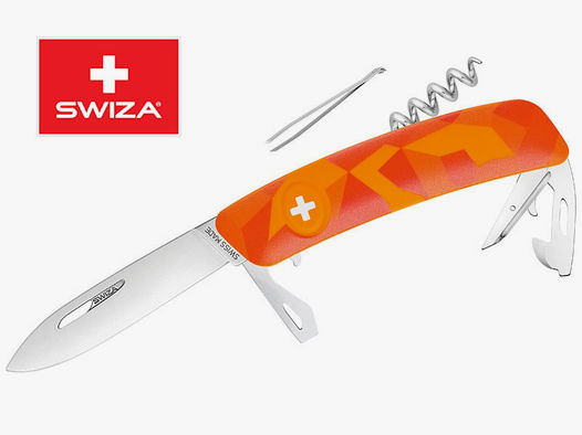 SWIZA Schweizer Messer FILIX D03 CAMO URBAN ORANGE, Edelstahl 440, 11 Funktionen, Korkenzieher