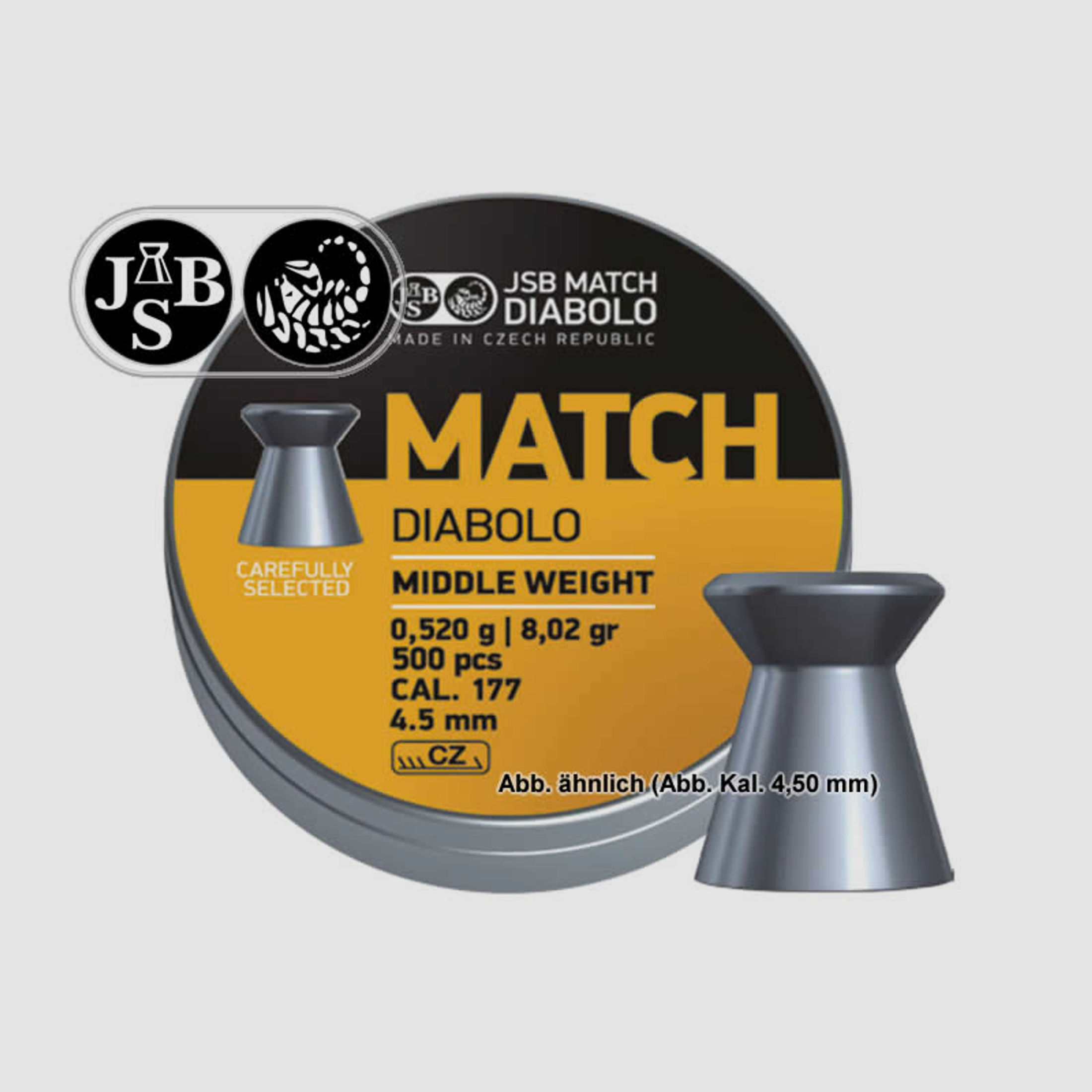 Flachkopf Diabolos JSB Match Middle Kaliber 4,52 mm 0,52 g glatt 500 StĂĽck