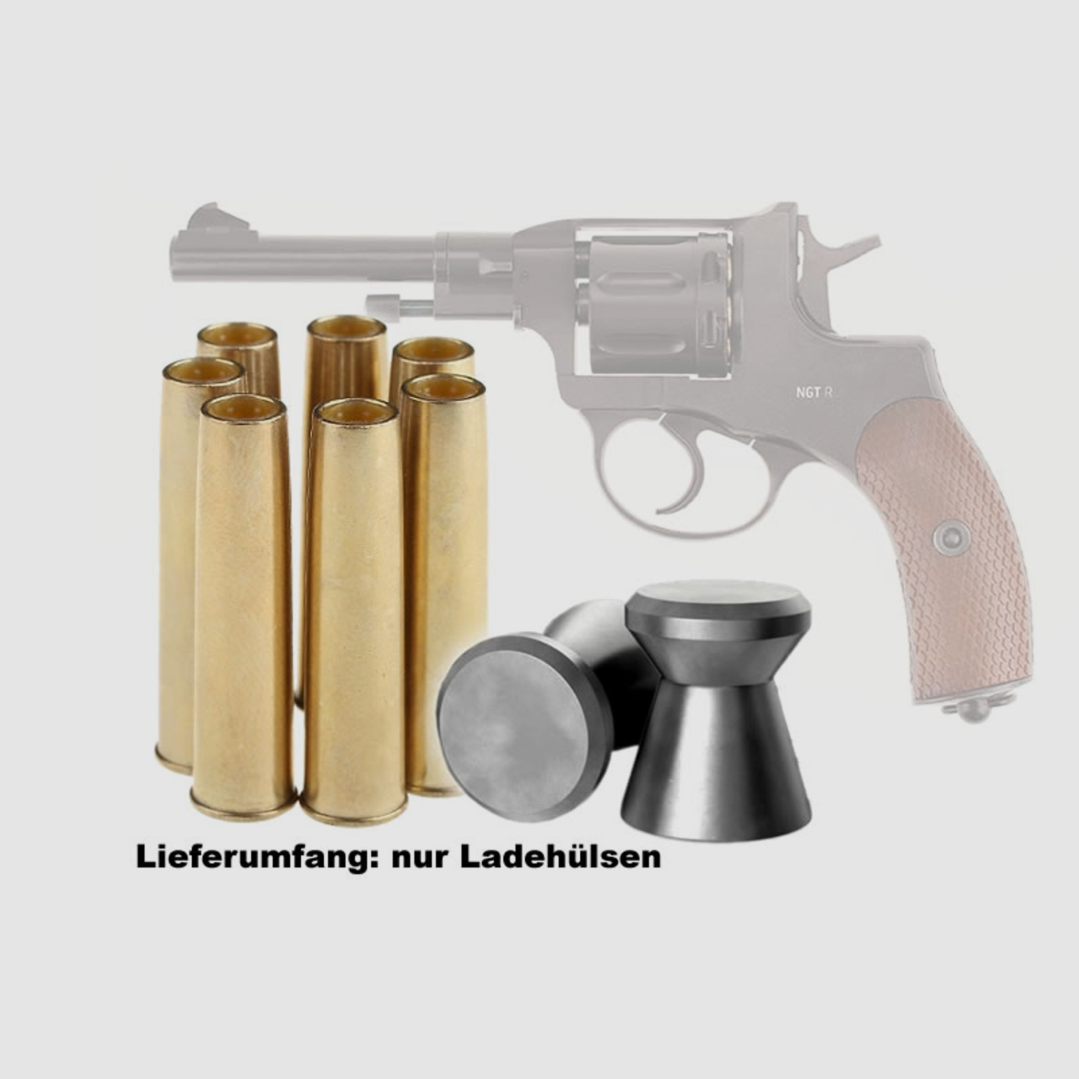 LadehĂĽlsen fĂĽr CO2 Revolver Gletcher Nagant NGT M1895, 7 StĂĽck, Kaliber 4,5 mm Diabolo