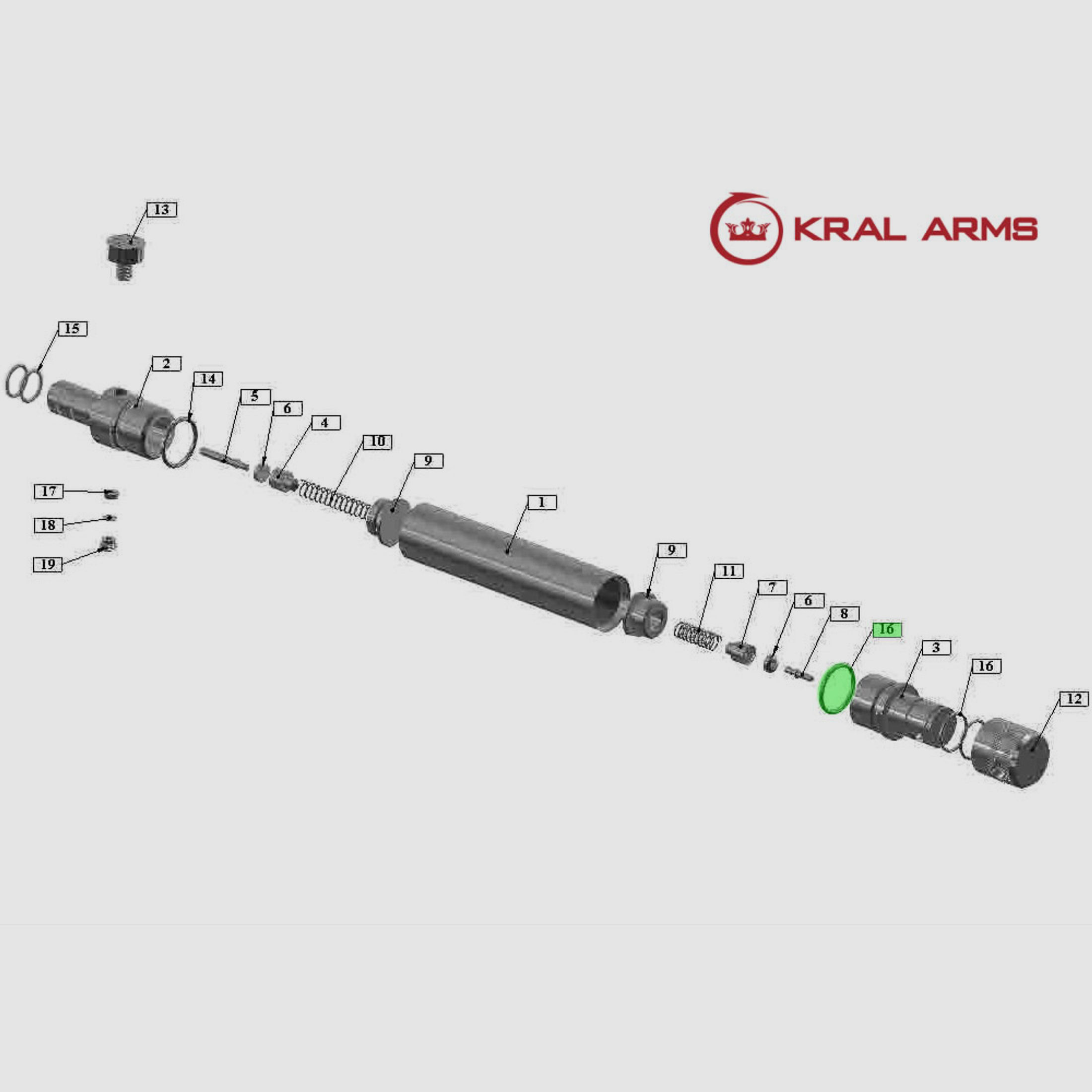O-Ring FĂĽllseite Pressluftkartusche fĂĽr Pressluftgewehr Kral Arms Puncher NP-03 Carbine Kaliber 4,5 mm, Ersatzteile