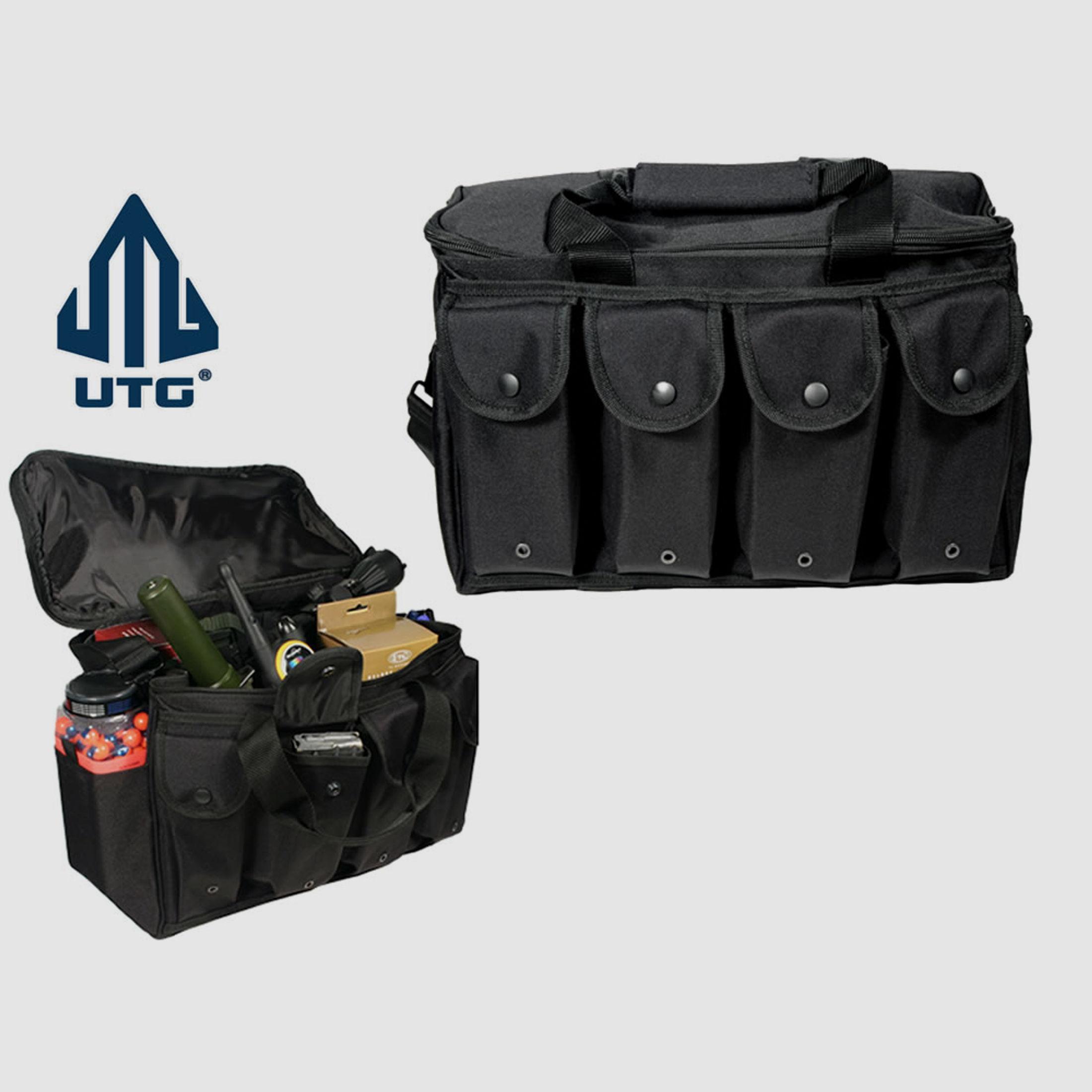 Pistolenstasche Transporttasche UTG Tactical Shooters Bag 38 x 30 x 28 cm Nylon 4 Magazintaschen schwarz