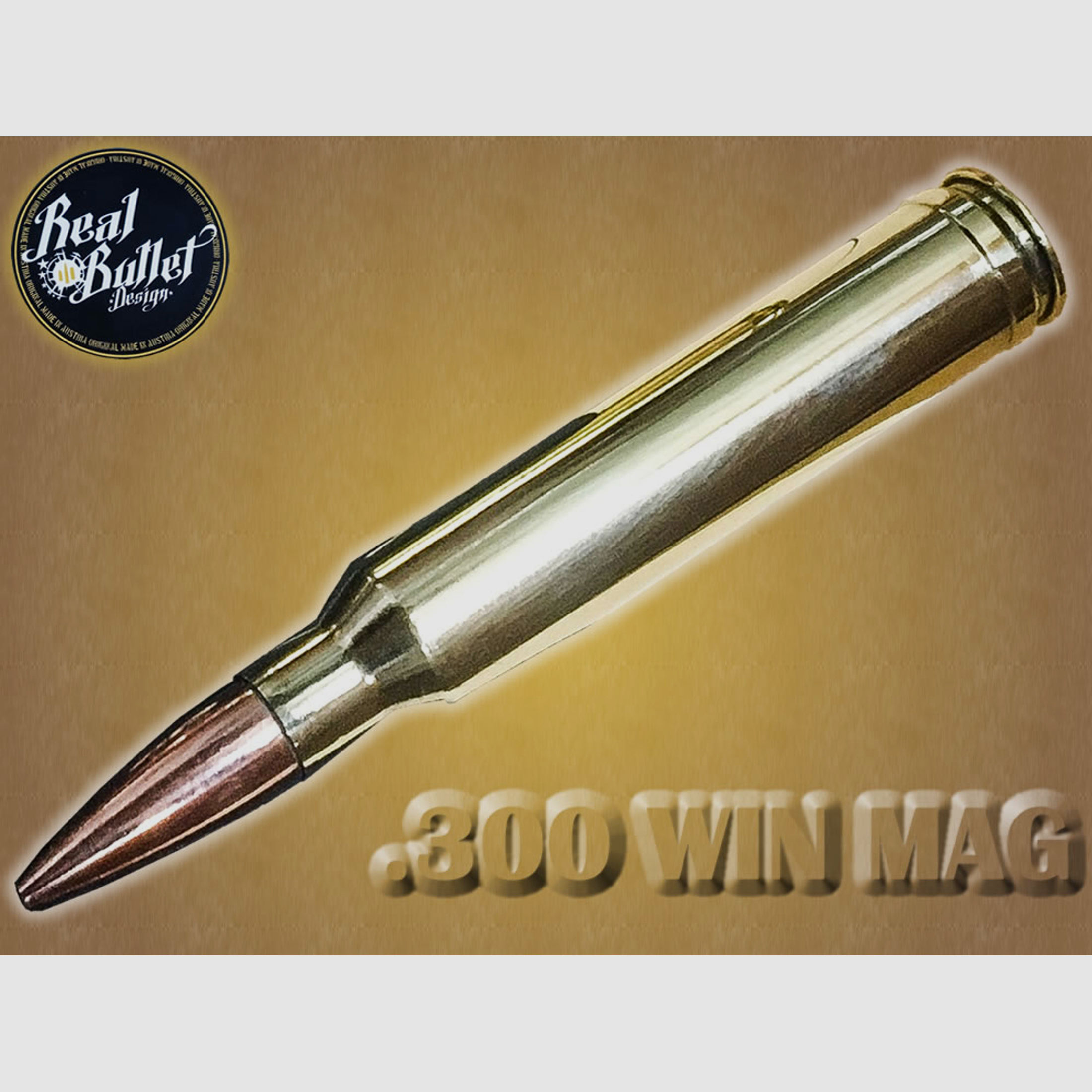 Magnet Single Bullet Realbullet Design Kaliber .300 WIN MAG 7,62 x 67 Handarbeit aus Originalpatronen