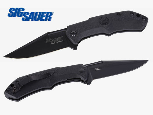 Taschenmesser Sig Sauer M1 BLACK, Tactical Folding Knife, Clippoint-Klinge 90 mm, GĂĽrtelclip