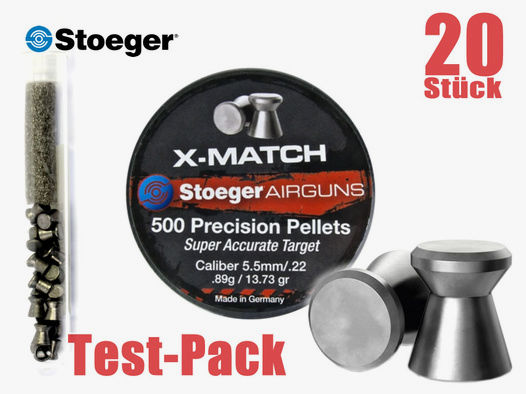Testpack 20 StĂĽck Stoeger Flachkopf-Diabolo X-Match, Kaliber 5,5 mm