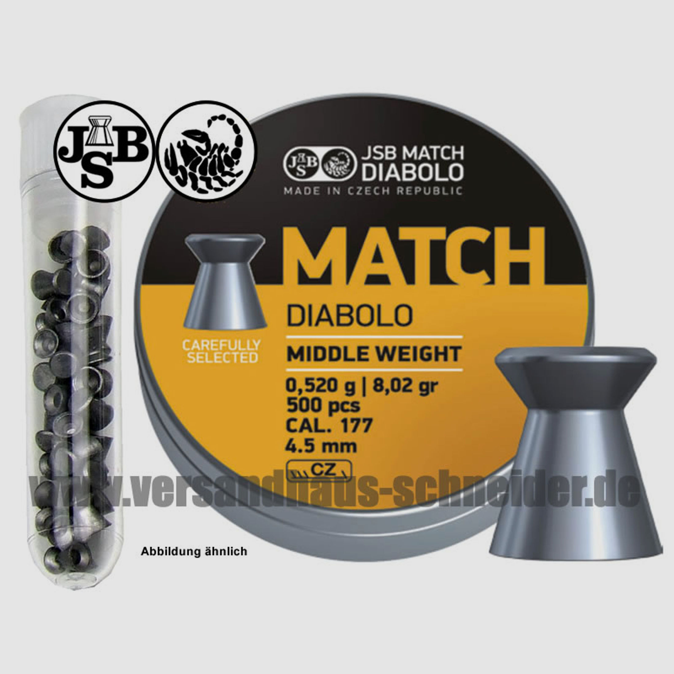 Testpack Flachkopf Diabolos JSB Match Middle Kaliber 4,52 mm 0,52 g glatt 40 StĂĽck