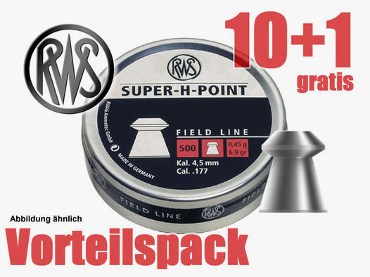 10+1 GRATIS x 500 St. RWS Hohlspitz-Diabolo SUPER-H-POINT, FT, Kal 4,5 mm, 0,45g