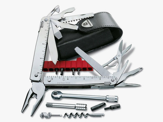 Multitools Multi Werkzeug Schweizer Taschenmesser Victorinox Swiss Tool X Plus Ratchet LĂ¤nge 11,5 cm 34 Funktionen inklusive Leder-Etui (P18)