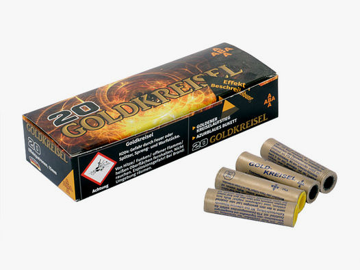Pyro ABA Goldkreisel Kombi-Feuerwerksgeschosse mit Kreiselaufstieg und azurblauem Bukett, 20 StĂĽck (P18)
