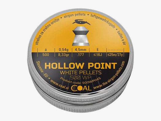 Hohlspitz Diabolos Coal White Pellets Hollow Point Kaliber 4,5 mm 0,54 g geriffelt 500 StĂĽck