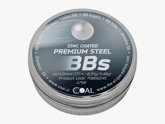 Stahlrundkugeln Coal Premium Steel BBs Kaliber 4,5 mm zink 750 StĂĽck