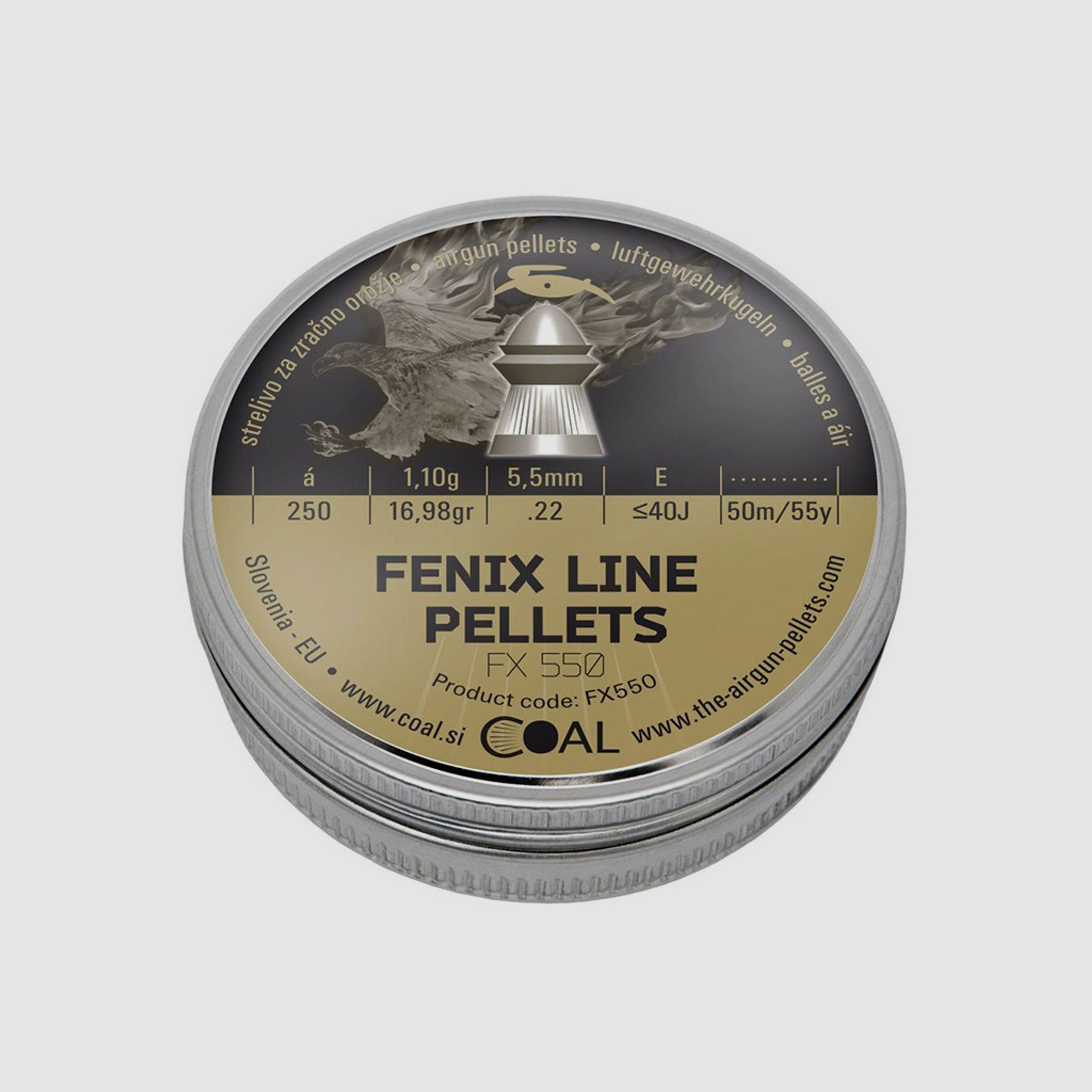 Coal Fenix Line Pellets Diabolos, Rundkopf, gerieffelt, 1,10 g, Kaliber 5,5 mm, 250 StĂĽck