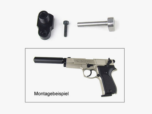 SchalldĂ¤mpferadapter fĂĽr CO2 Pistole Walther CP88 1/2 Zoll UNF