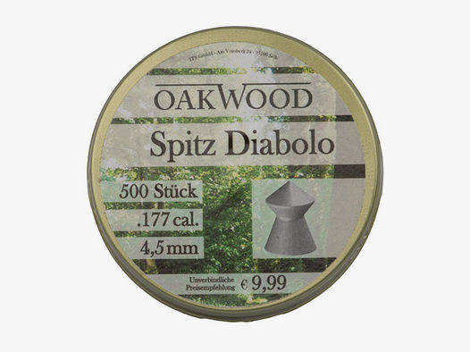 Spitzkopf Diabolos Oakwood Kaliber 4,5 mm 0,56 g glatt 500 StĂĽck
