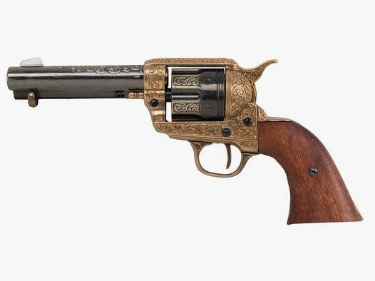 Deko Revolvers 45er US Colt Peacemaker 1886 voll beweglich LĂ¤nge 29 cm messing verziert