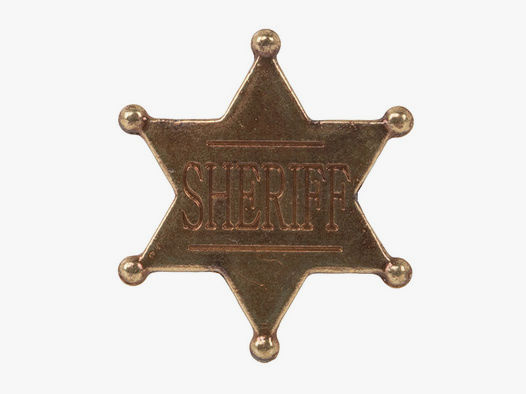 Sheriff Stern Abzeichen Metall MaĂźe 4,5 cm messing