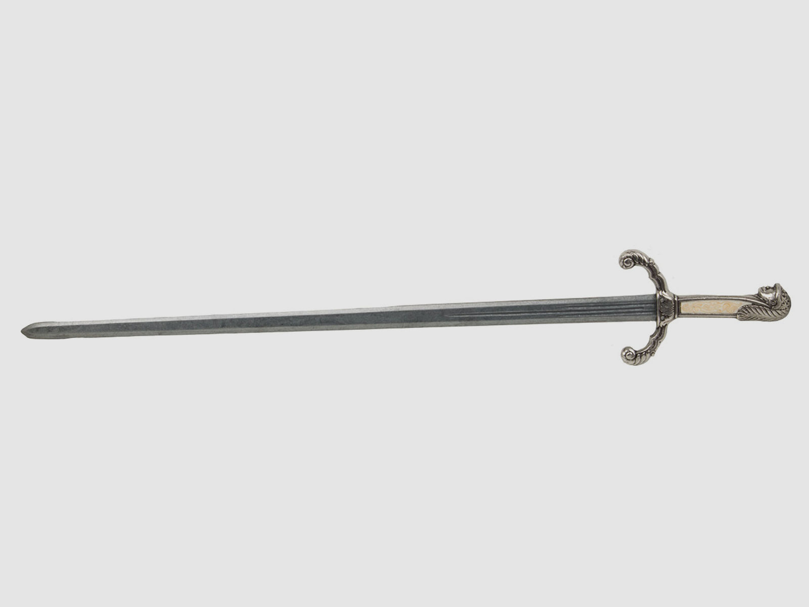 Deko Schwert Eisenschwert Peter der GroĂźe 18. Jahrhundert GesamtlĂ¤nge  87 cm silber inkluisve Scheide (P18)