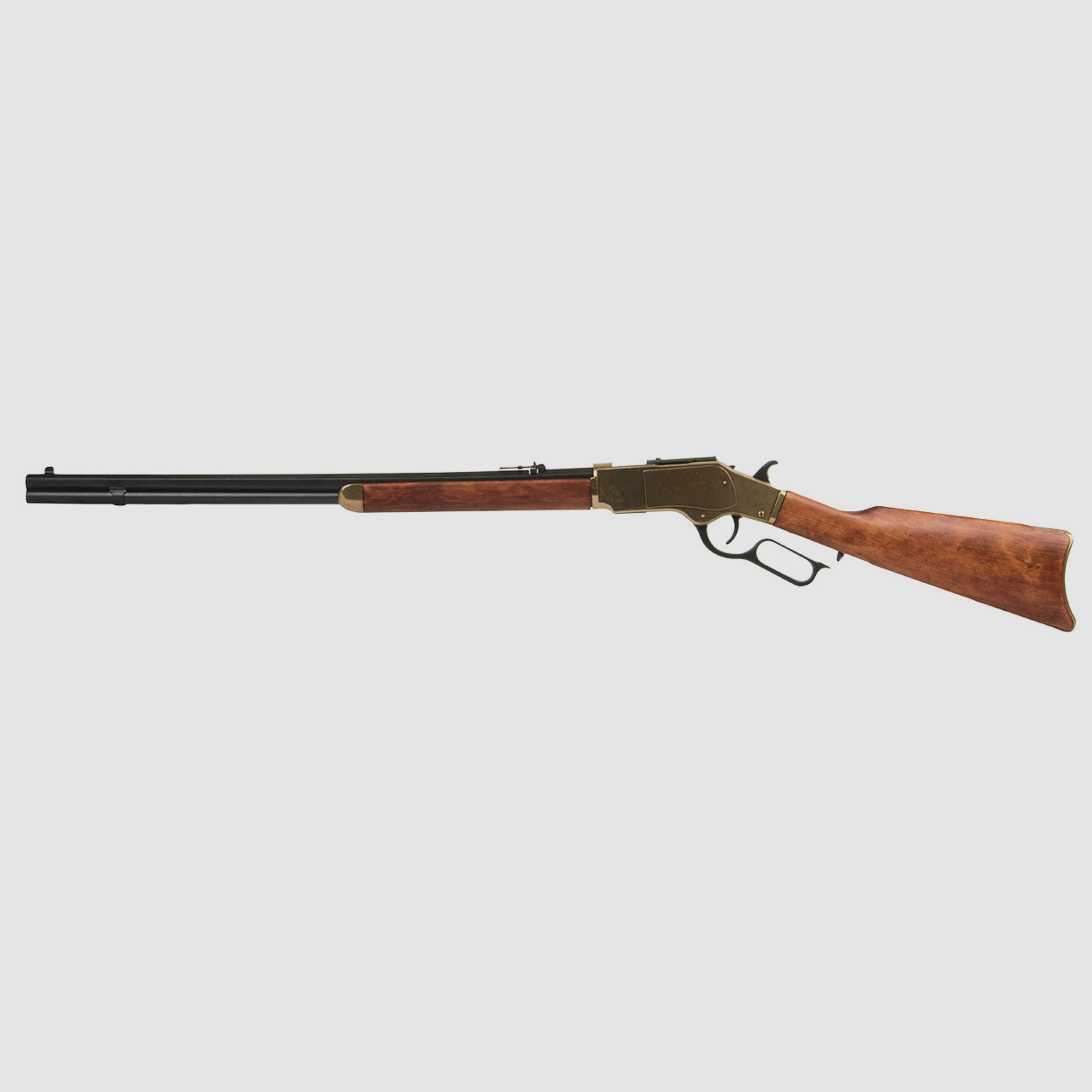 Deko Westerngewehr Denix Winchester Mod. 73 USA 1873 messing und schwarz realistisches Repetieren mit HĂĽlsenauswurf GesamtlĂ¤nge 110 cm
