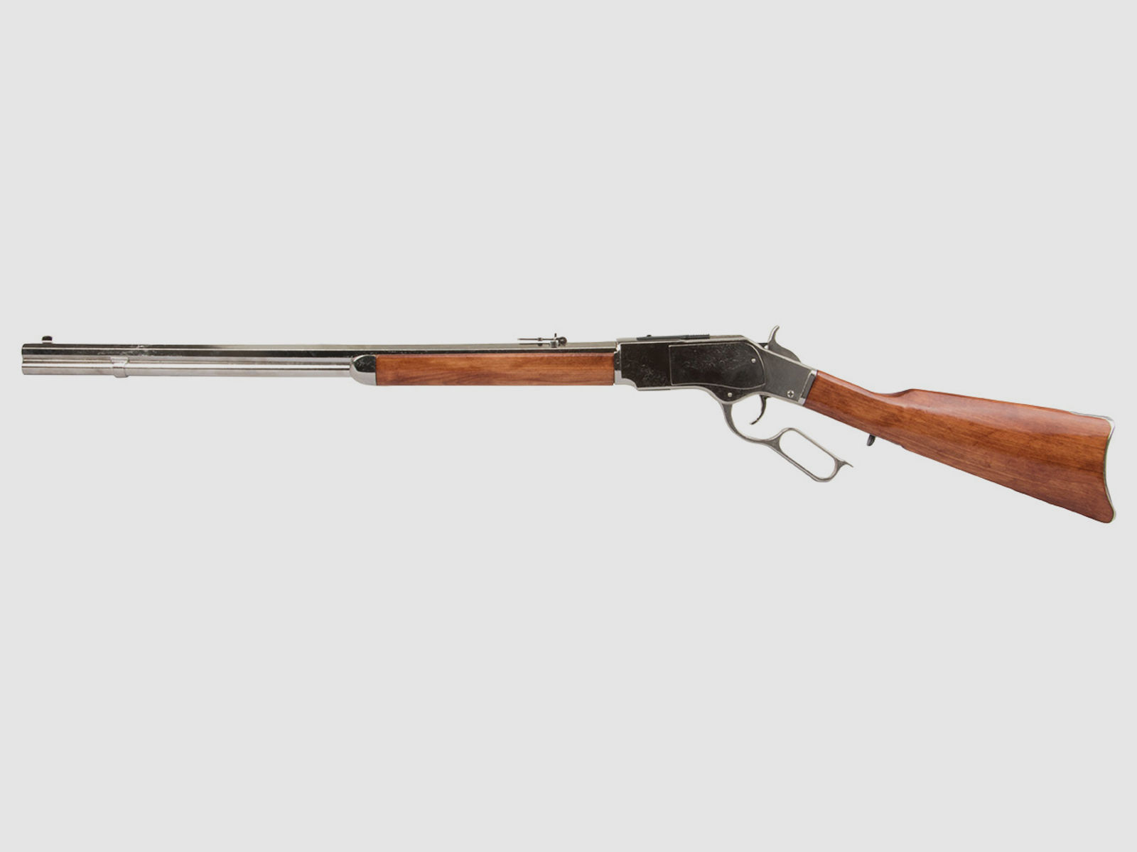 Deko Westerngewehr Denix Winchester Mod. 73 USA 1873 nickel hell realistisches Repetieren mit HĂĽlsenauswurf GesamtlĂ¤nge 110 cm