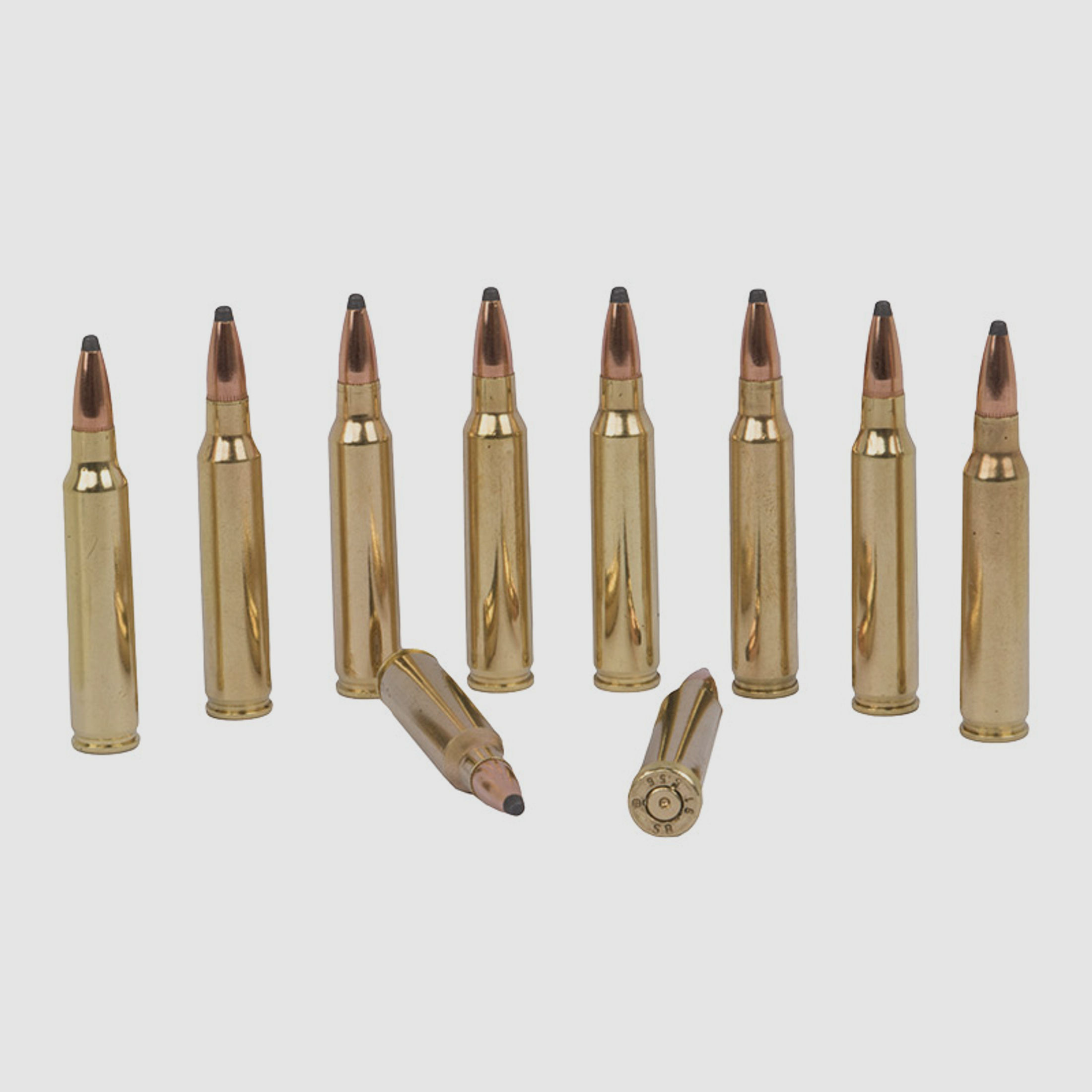 Dekopatronen Gewehrpatronen Kaliber 5,56 x 45 mm NATO .223 Remington mit MessinghĂĽlse und Teilmantelgeschoss blinde Originalpatronen 10 StĂĽck (P18)