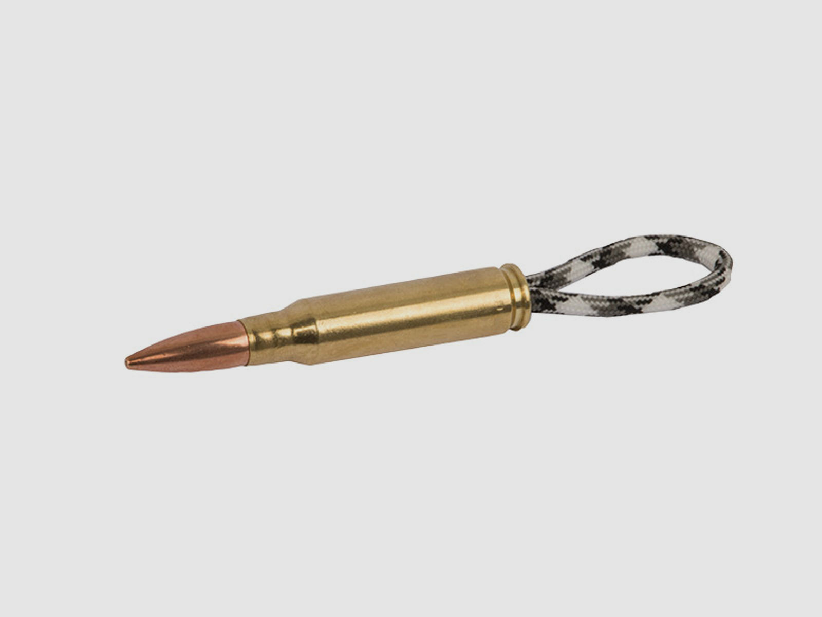 SchlĂĽsselanhĂ¤nger Parachute Cord Kaliber 7,62 x 51 mm NATO .308 Winchester Patrone gemustert schwarz grau weiĂź handgefertigt