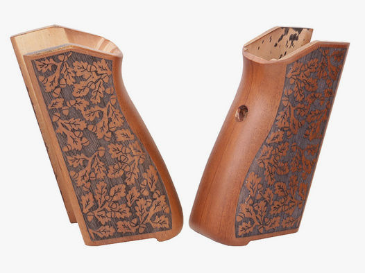 Holzgriffschale fĂĽr Schreckschuss Pistole Browning GPDA 8 und 9 (altes Modell) einteilig Eichenlaub