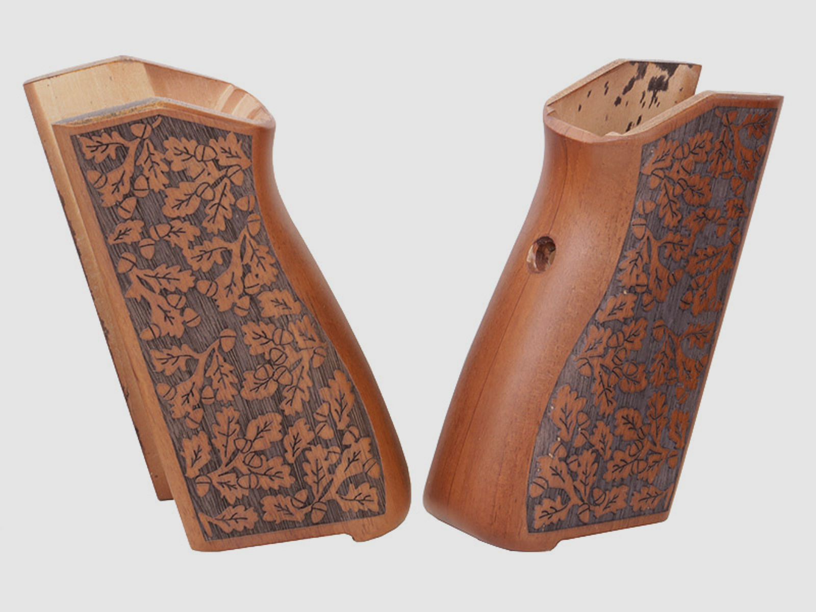 Holzgriffschale fĂĽr Schreckschuss Pistole Browning GPDA 8 und 9 (altes Modell) einteilig Eichenlaub