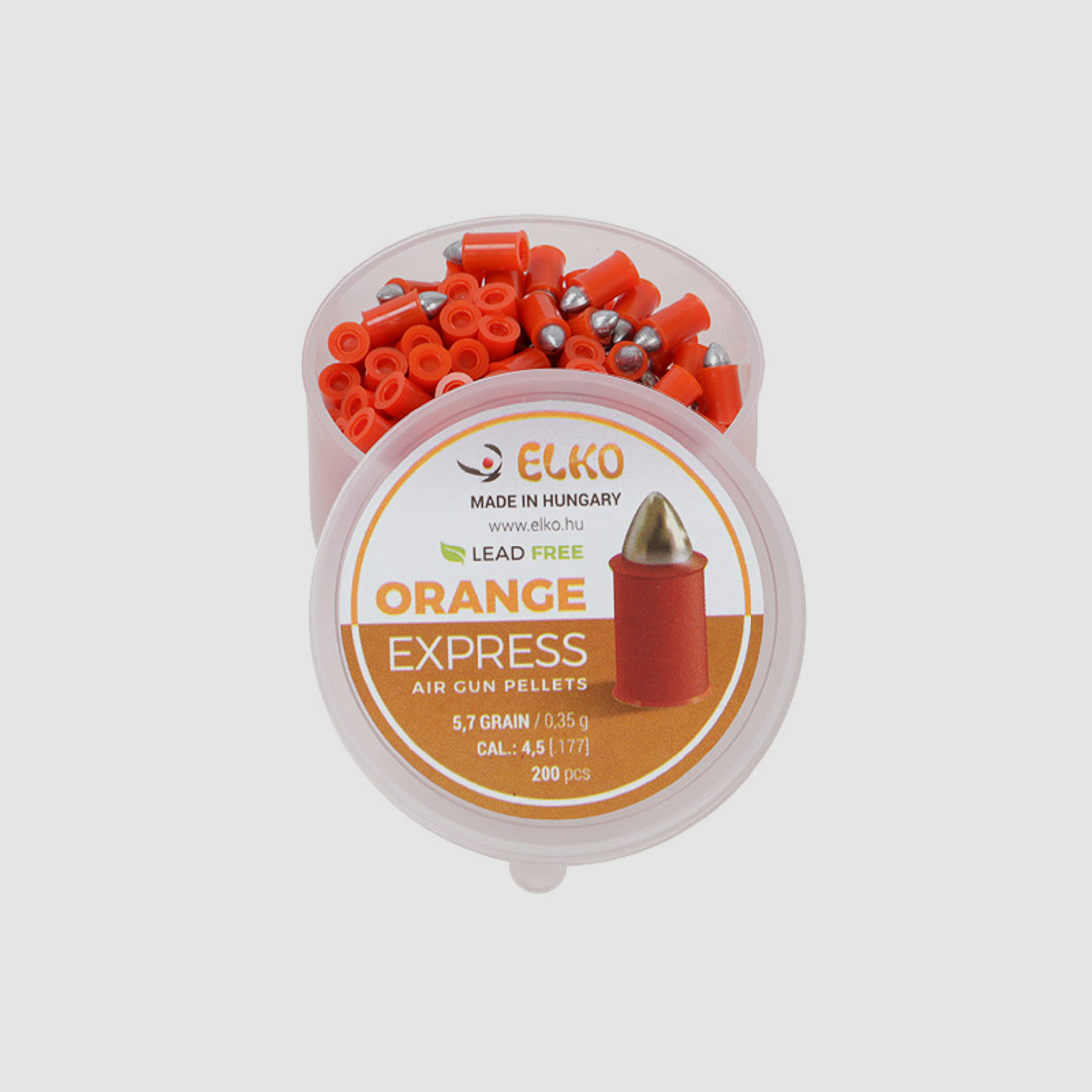Diabolo Elko Orange Express, Spitzkopf, Kunststoffmantel, bleifrei, Kaliber 4,5 mm, 0,35 g, 200 StĂĽck