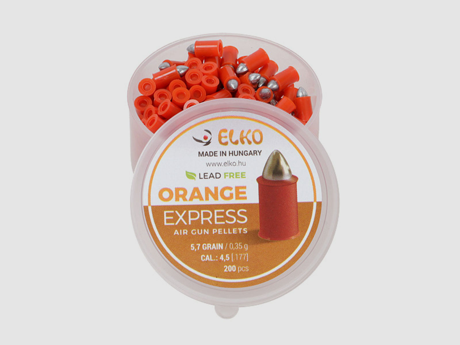 Diabolo Elko Orange Express, Spitzkopf, Kunststoffmantel, bleifrei, Kaliber 4,5 mm, 0,35 g, 200 StĂĽck