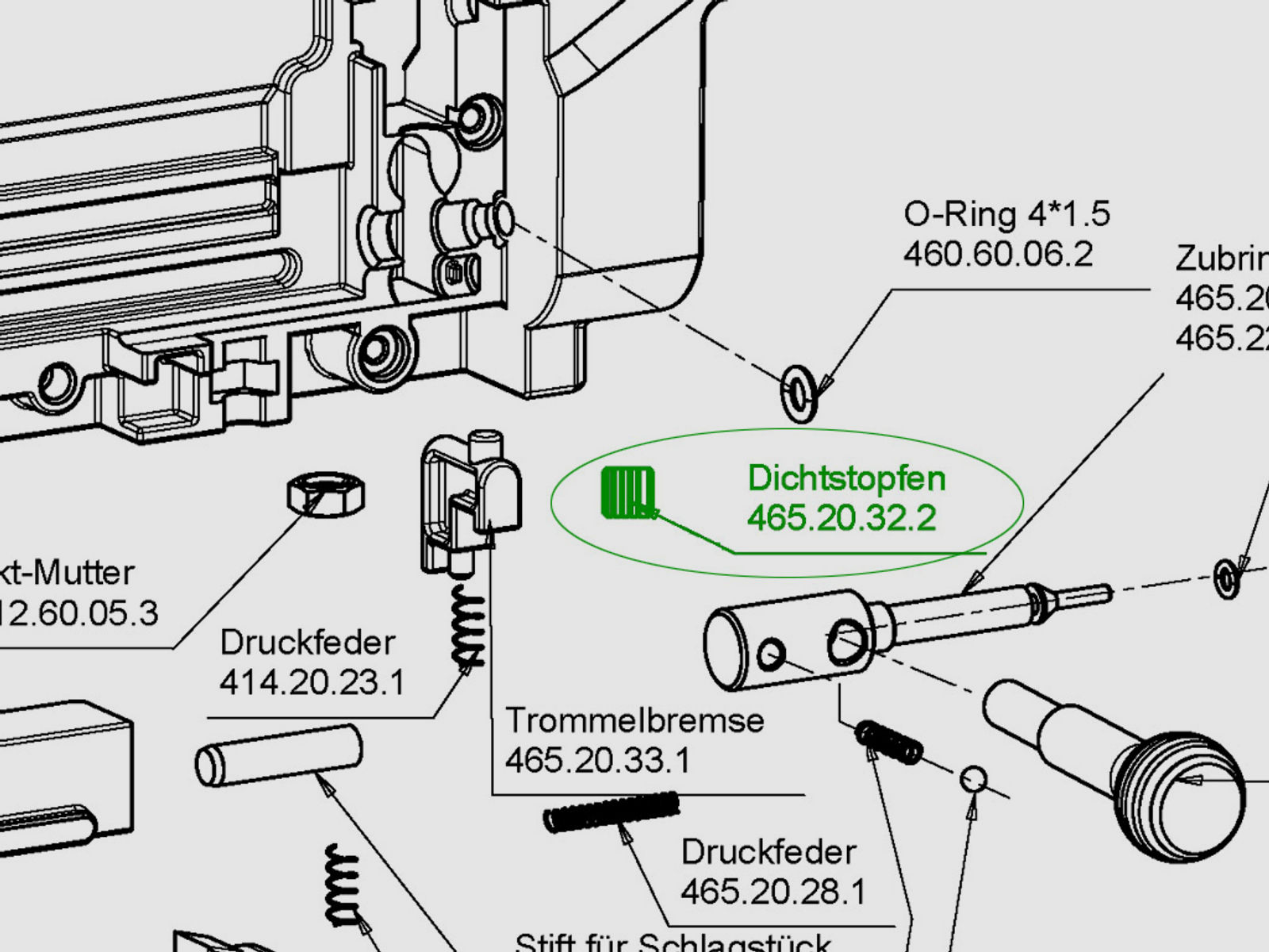 Dichtstopfen fĂĽr Pressluftgewehr Walther 1250 Dominator, Ersatzteil