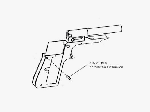 Kerbstift fĂĽr GriffrĂĽcken fĂĽr Schreckschuss Pistole Walther PP, Ersatzteil