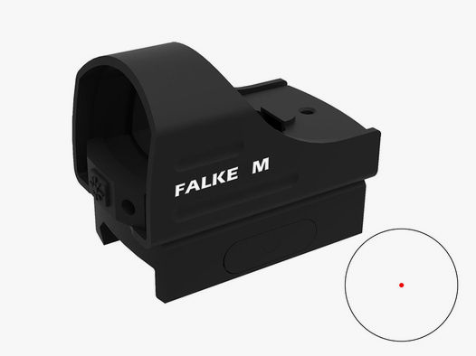 Leuchtpunktvisier Mini Red Dot Falke M, 3 MOA Leuchtabsehen, 5 Helligkeitsstufen, fĂĽr Weaver-, Picatinny-Schiene
