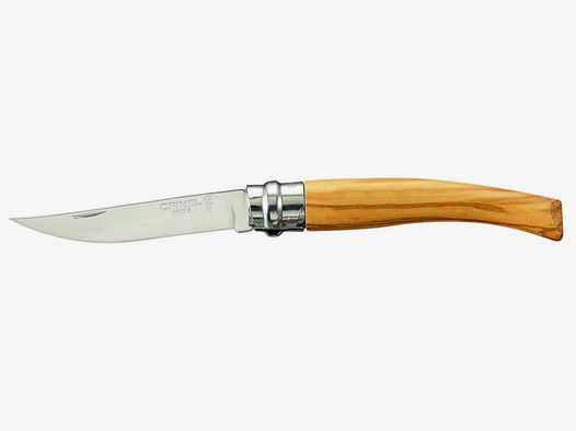 Taschenmesser Opinel Slim Line No8 Stahl hochglanzpoliert KlingenlĂ¤nge 8 cm Olivenholz Griff (P18)