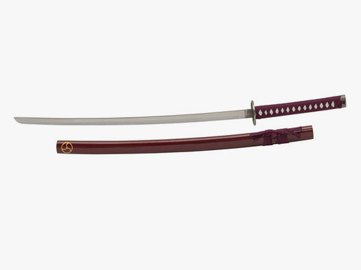 Samuraischwert rot Kohlenstoffstahl KlingenlĂ¤nge 69 cm inklusive Holzscheide (P18)