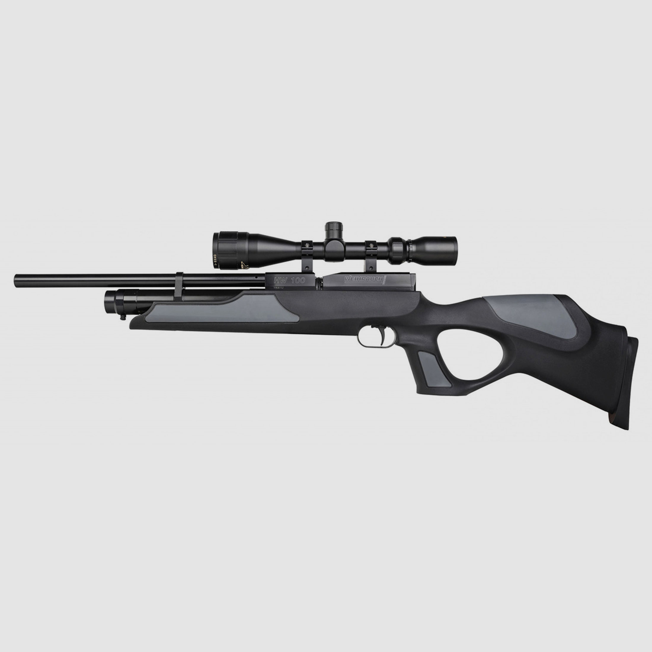 Pressluftgewehr Weihrauch HW 100 TK Carbine F.S.B. Black, schwarzer Synthetik-Lochschaft, Laufmantel, Kaliber 4,5 mm (P18)