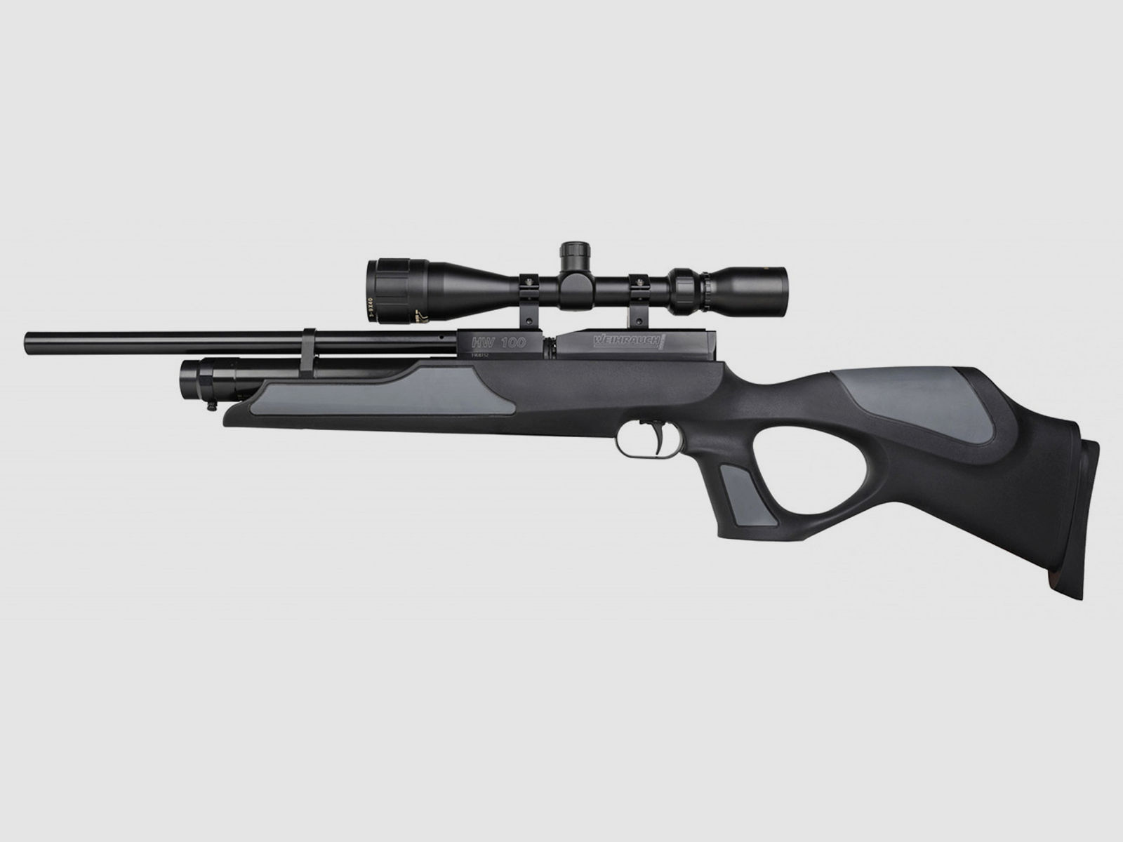 Pressluftgewehr Weihrauch HW 100 TK Carbine F.S.B. Black schwarzer Synthetik-Lochschaft Laufmantel Kaliber 4,5 mm (P18)