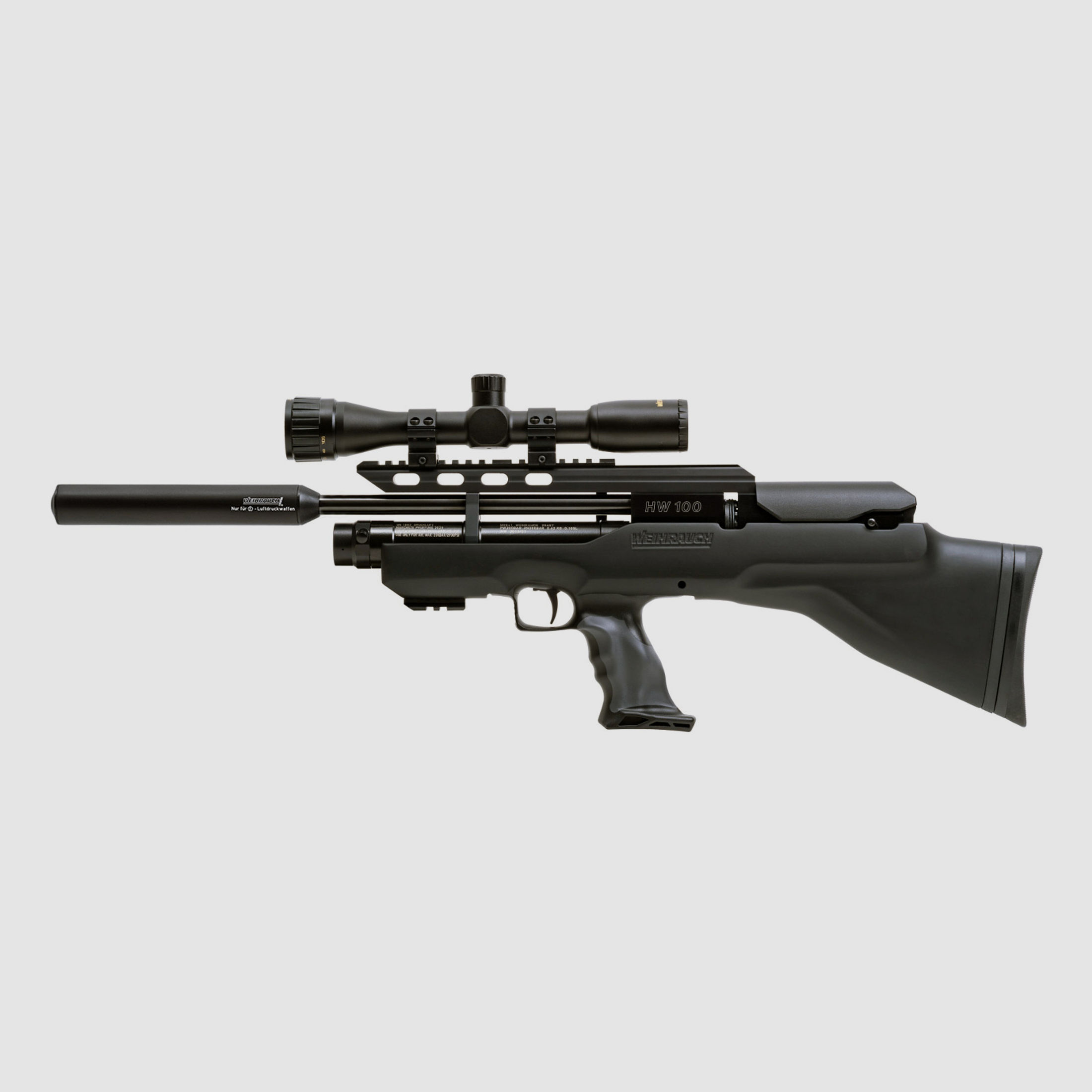 Pressluftgewehr Weihrauch HW 100 Bullpup Carbine, Synthetikschaft, SchalldĂ¤mpfer, Kaliber 5,5 mm (P18)