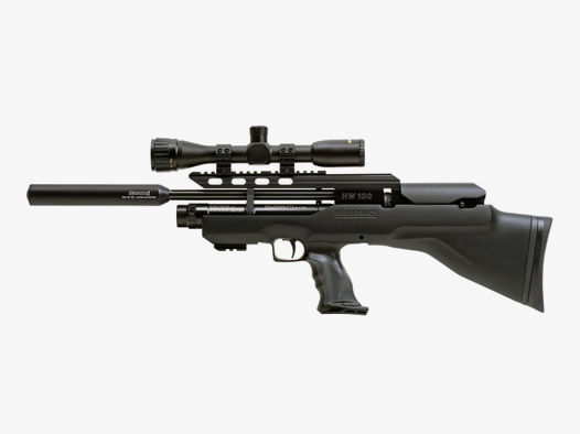 Pressluftgewehr Weihrauch HW 100 Bullpup Carbine, Synthetikschaft, SchalldĂ¤mpfer, Kaliber 4,5 mm (P18)