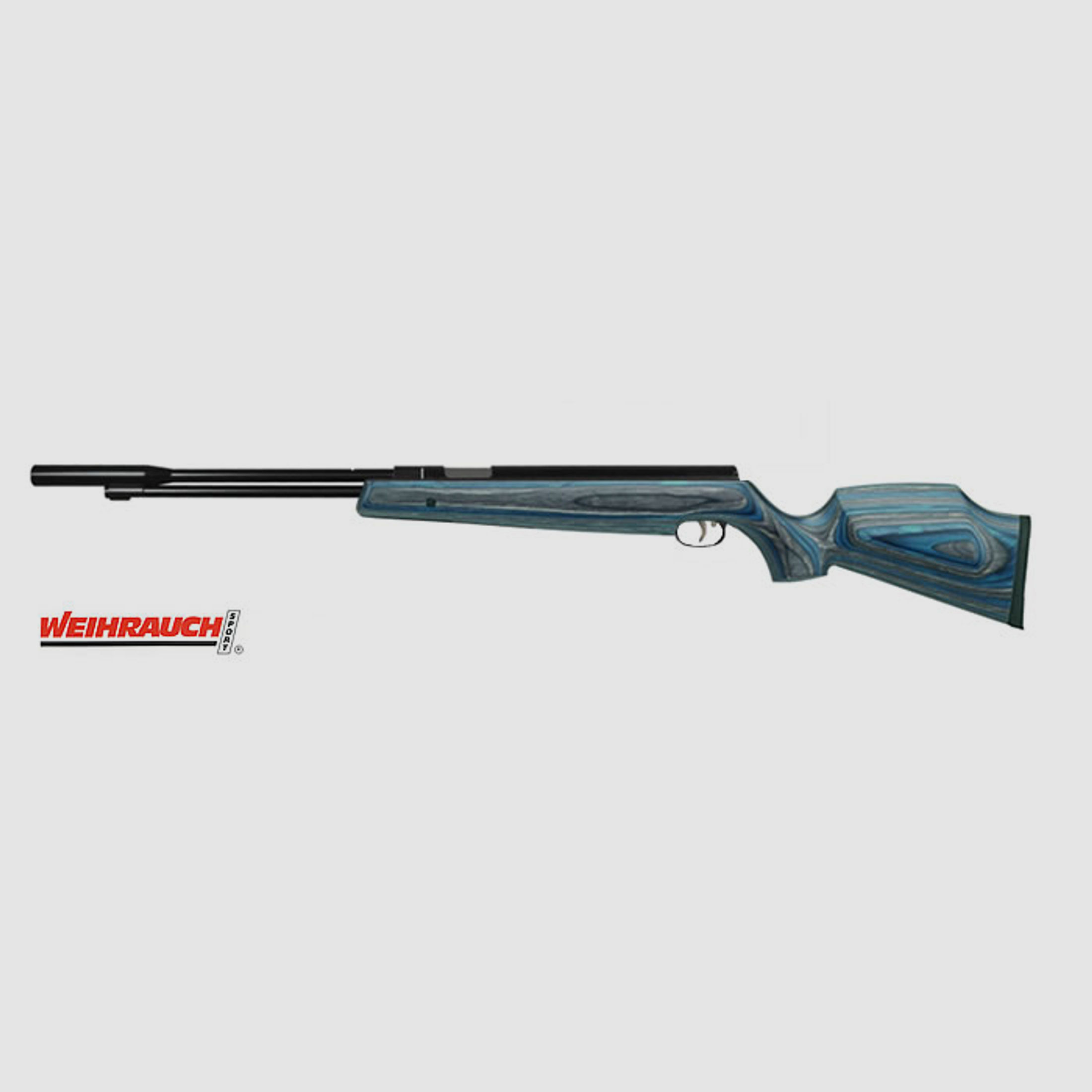 Starrlauf- Luftgewehr Weihrauch HW 97 K mit langem Lauf, blauer Schichtholzschaft, Kaliber 4,5 mm (P18)