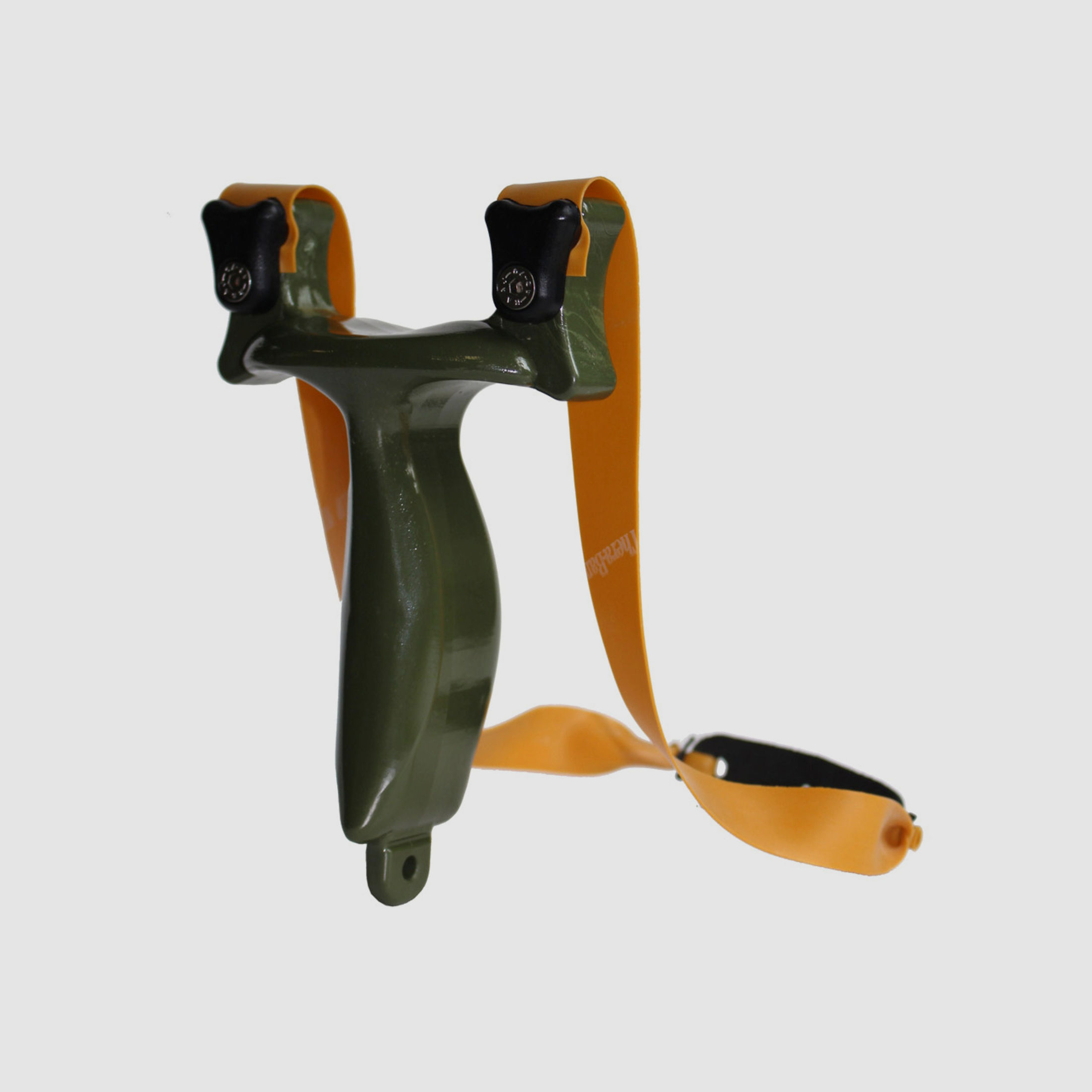Sportschleuder Zwille Slingshot RAMbone 2.0 oliv - TBG-Single Kit mit Ersatzband und 100 Kugeln 8 mm (P18)
