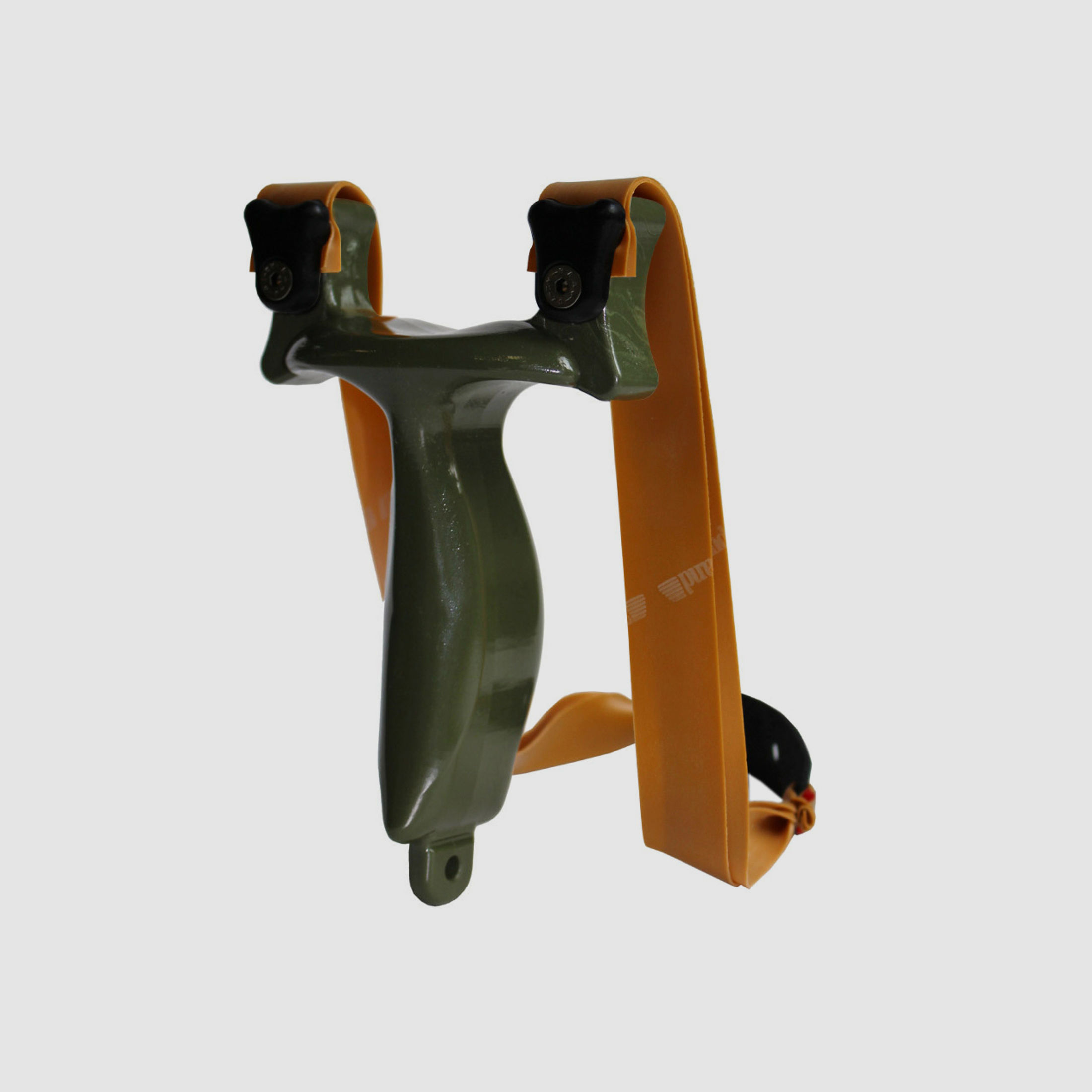 Sportschleuder Zwille Slingshot RAMbone 2.0 oliv - TBG-Double Kit mit Ersatzband und 50 Kugeln 10 mm (P18)