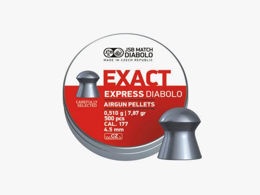 JSB Exact Express Diabolo, Rundkopf, glatt, 0,510 g, Kaliber 4,52 mm, 500 StĂĽck