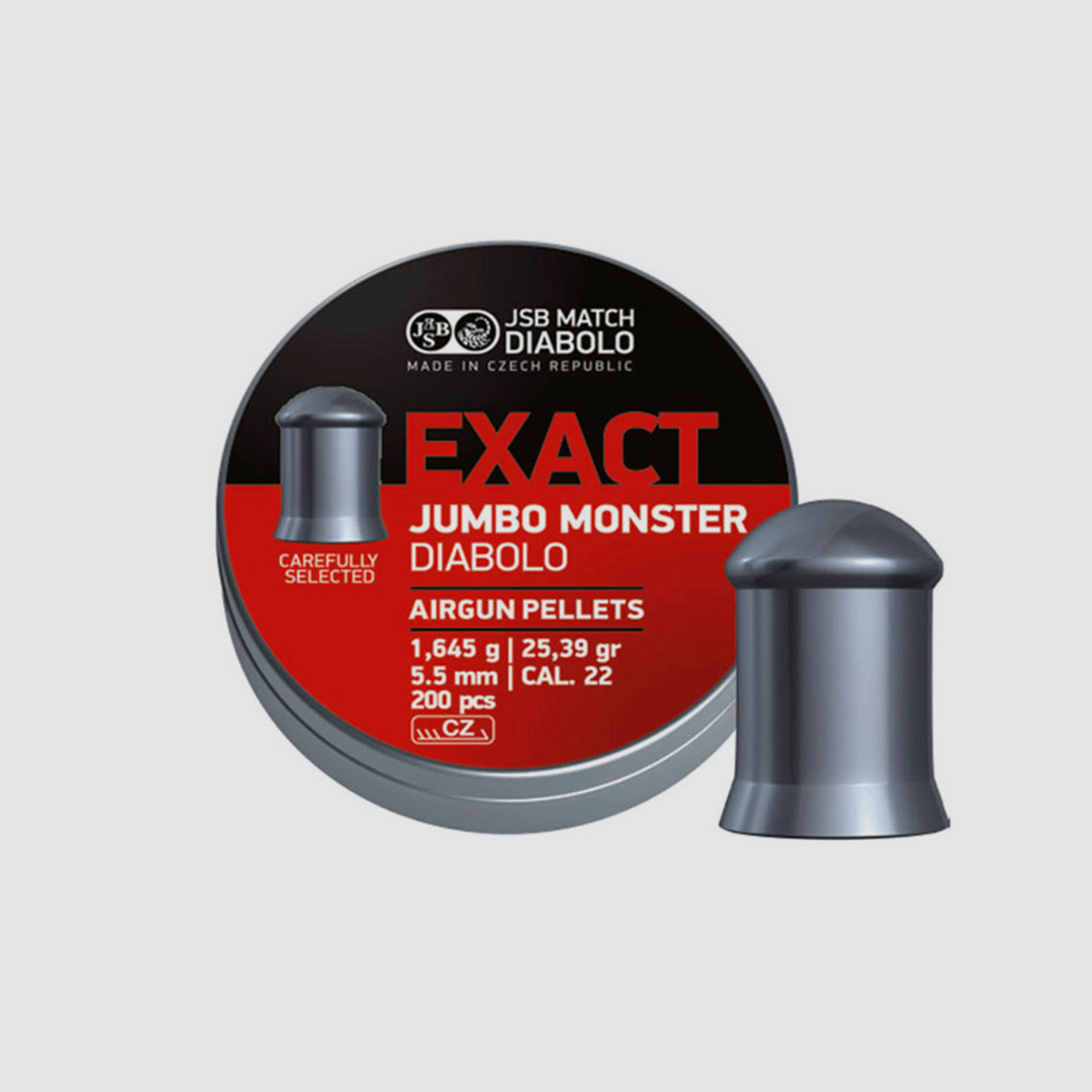 JSB Exact Jumbo Monster Diabolo, Rundkopf, glatt, 1,645 g, Kaliber 5,52 mm, 200 StĂĽck